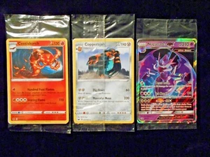 3 Sealed Pokemon Cards Naganadel GX Promo Holo Non Holo Copperajah & Centiskorch - Picture 1 of 8