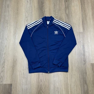 Adidas Jacket Boys Medium Blue Trefoil Track Full Zip Training Logo - Picture 1 of 10