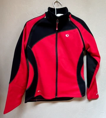 Chaqueta de ciclismo Pearl Izumi Elite para mujer de caparazón blando cremallera completa bolsillos rojos y negros Foto 1 de 4
