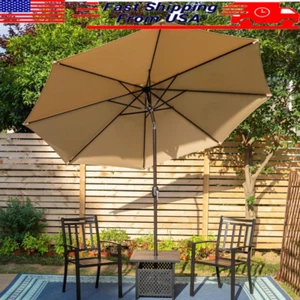 9 Ft Patio Umbrella Crank Tilt Design 8 Ribs Weather Resistant UV Protection New - Picture 1 of 13