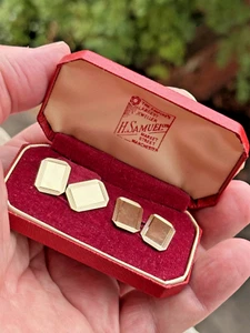 Engine Turned - Vintage 9ct Solid Gold Cufflinks - S&D - Birmingham - 1958 - Picture 1 of 24