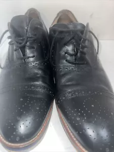 Vtg 11 D Mens Johnston & Murphy Wingtip Dress Shoes Black Size 11D Made USA - Picture 1 of 8
