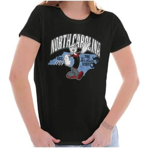 Popeye North Carolina The Tar Heel State NC Womens Top Junior Graphic Tee - Picture 1 of 7