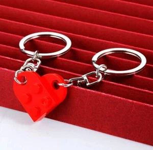 Red Block Heart Keyring Keychain - Heart Gift Love Friend Family - Picture 1 of 6