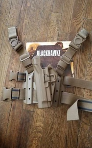 BLACKHAWK DROP LEG SERPA HOLSTER COYOTE BROWN BERETTA 92/96 9MM LEFT HAND - Picture 1 of 3