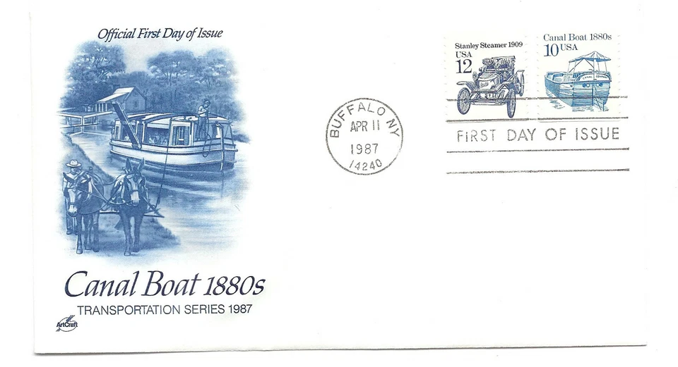 2257 10c Canal Boat 1880s coil ArtCraft, single FDC  - Image 1 of 1