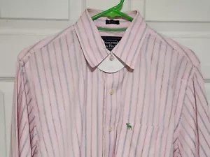 Abercrombie & Fitch Muskelshirt Herren XL rosa gestreift grün Neu ohne Etikett - Bild 1 von 5