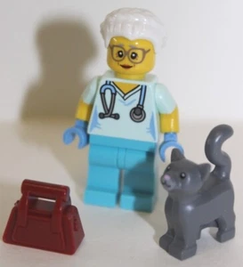 Lego® Figur Tierärztin mit Katze Minifig Animal Cat - Picture 1 of 2