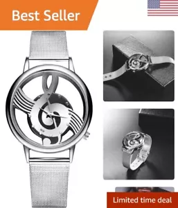 Unique Watch Musical Note Hollow Stainless Steel Mesh Strap Quartz Unisex Fas... - Picture 1 of 6