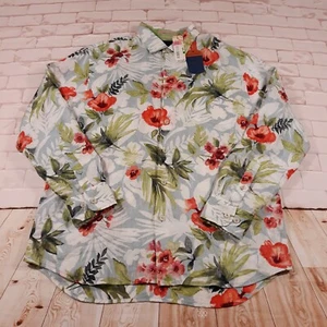 Tommy Bahama Linen Hawaiian Shirt Casual Mens L Breathable Floral Multicolor - Picture 1 of 10