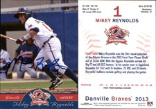 Mikey Reynolds Signed 2013 Grandstand Danville Braves #NNO Card Auto AU