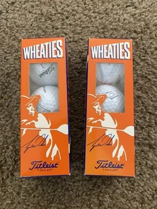 Tiger Woods Titleist Wheaties Stamp Signed Golf Balls 2 Sleeves PGA Vintage - Picture 1 of 5