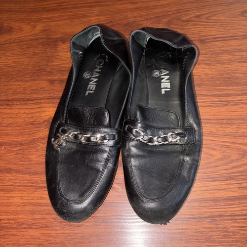 Chanel CC Loafer in Black Leather Size 38 US-8 | eBay