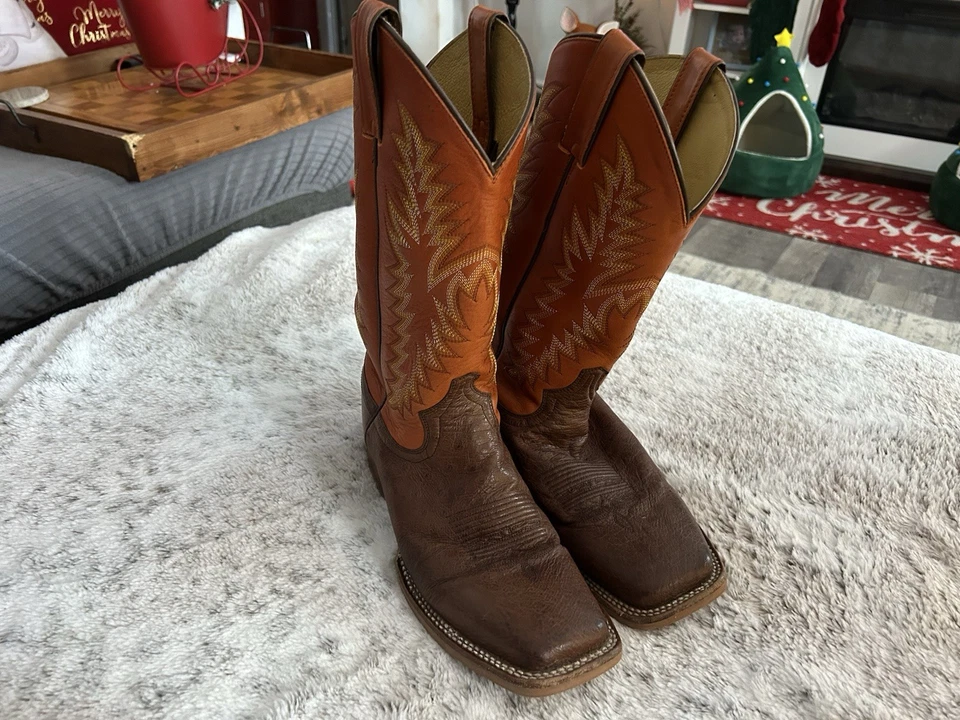 Botas Justin Cuero Avestruz Genuino Superior Suela de Goma Talla 9 D Usadas en Excelente Condición Foto 1 de 4