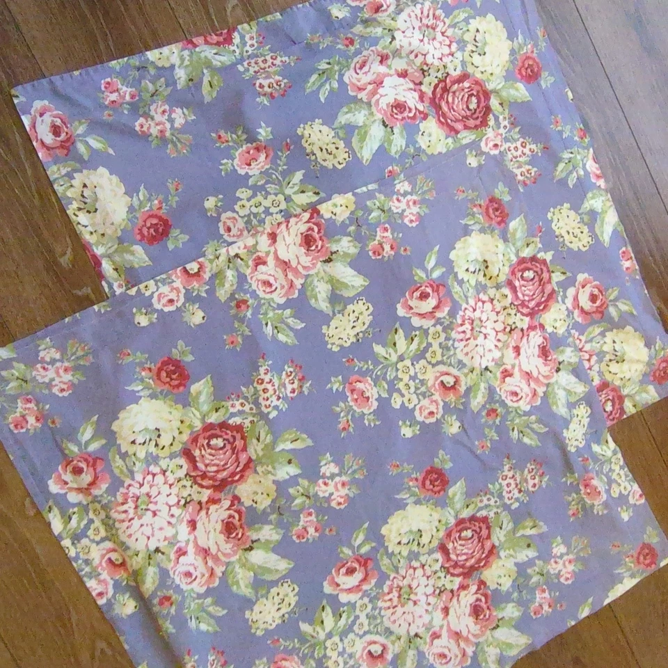 Vintage Eddie Bauer Home Floral Euro Pillow Shams Pair - Cottage Heritage Roses - Image 1 of 4