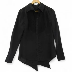 Karl Lagerfeld Blouse UK 12-14 Women's Sheer Black Cape Sash Back - Preloved  - Picture 1 of 24