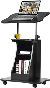 Mobiler Laptoptisch, höhenverstellbarer Podiumsständer mit 4 Rollen & neigbarer Deskto - Bild 1 von 12