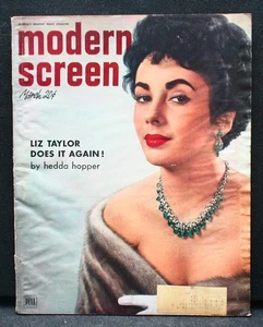 Vintage "Modern Screen" Magazine - March 1952- Elizabeth Taylor Cover - Picture 1 of 1