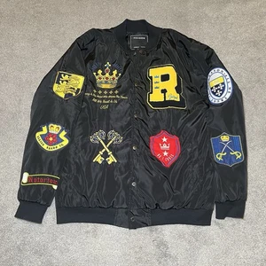 REASON Black Patch Work Varsity Jacket Built To Win Crown USA Size XL - Picture 1 of 14