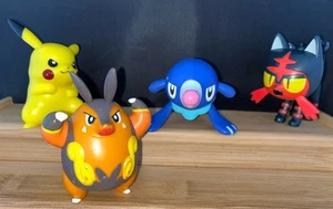 Pokémon Starter Figures Set Of 4 Toys Pikachu Pignite Moon Sun Litten Popplio - Picture 1 of 20