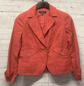 Talbots Petite 8P Blazer Jacket Suit Separate Cotton/Linen Coral-Red - Picture 1 of 6