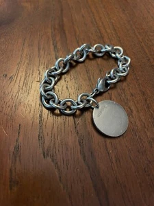 Large 8.5” Please Return to Tiffany Round Circle Tag Charm Bracelet AUTHENTIC - Picture 1 of 2