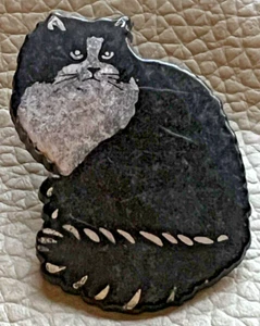 SCHWARZE KATZE SILBER ANSTECKNADEL ABZEICHEN UNBEKANNTE QUELLE - Bild 1 von 3