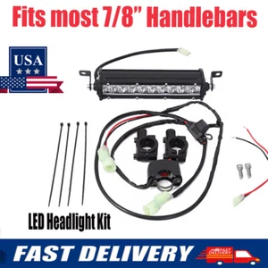 For Honda KLX110 CRF110 Pitbike LED Headlight Bar Lighting Kit 7/8” Handlebars - Picture 1 of 11