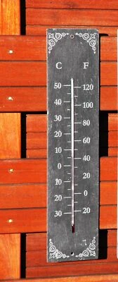 Garden Slate Thermometer Garden Gardeners Gift Outdoors 45x10 cm White Detail - Image 1 of 2