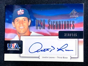 2004 Upper Deck SP Authentic - JUSTIN LEONE USA Signatures Auto /445 - TEAM USA - Picture 1 of 2