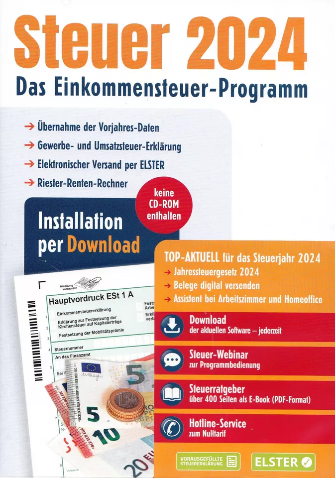 Steuer 2024 Einkommenssteuer Steuererklärung Steuerprogramm Aldi Download 24 - Bild 1 von 2