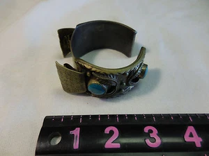 Vintage huge Native American Navajo sterling Turquoise watch band cuff bracelet - Picture 1 of 8