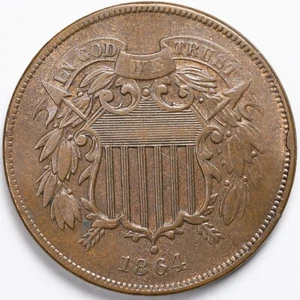 1864 Two Cent Piece Almost Uncirculated (AU) - Picture 1 of 4