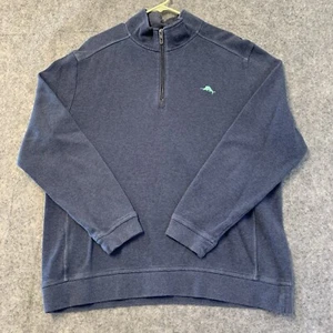Tommy Bahama Sweater Mens XL Blue 1/4 Zip Pullover - Picture 1 of 14