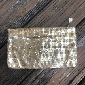 Whiting & Davis Gold Mesh Purse Handbag Evening Metal Clutch Bag Vtg 50s 60s - Picture 1 of 8
