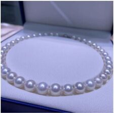 HUGE 18"  AAA 10-11mm Natural South Sea genuine white pearl necklace 14K