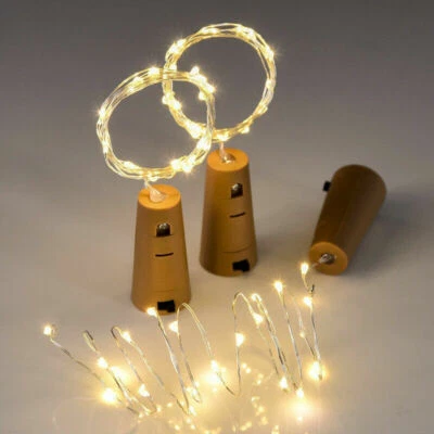LED Bottle Top Gin/Wine Fairy String Lights Cork Shaped Battery Operated 1.9M - Image 1 of 4