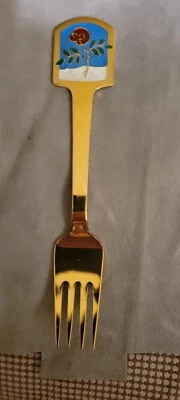 Christmas 1977 Winter Rose by A. Michelsen gold wash Sterling Silver Fork - Image 1 of 3