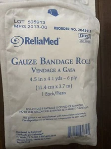 8 Sealed RELIAMED BANDAGE ROLLS,4 1/2" X 4.1 YD,6-PLY,STRL - Picture 1 of 4