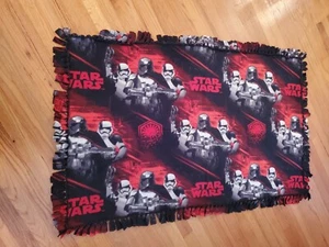 Fleece Tie blanket Star Wars theme. Red, black and grey. 57 x 36 inch. - Picture 1 of 5