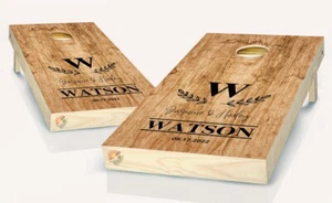 Custom Wedding Personalized Monogramed Name Cornhole Board Vinyl Wrap Laminated - Picture 1 of 5