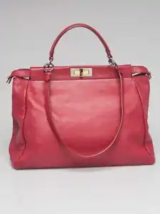 Fendi Red Leather Large Peekaboo Satchel Bag - 8BN210 - Picture 1 of 12