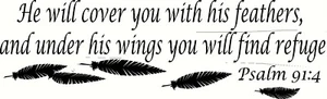 Psalm 91:4 9 x 22 Scripture Vinyl Wall Decal ~ Scripture Wall Art - Picture 1 of 6
