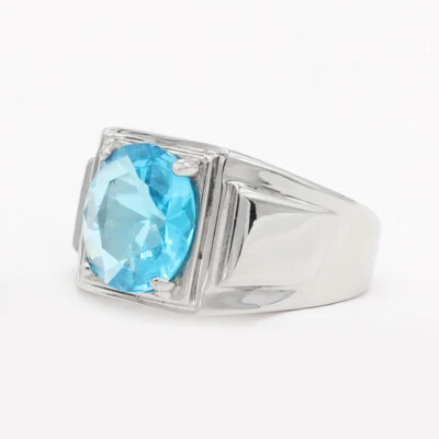 Hombres Mujeres Redondo Multicolor Piedra Anillo Plata Acero Inoxidable Pinky Fiesta Regalo Foto 1 de 4