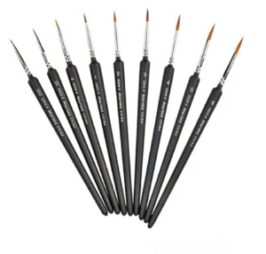 9 Pcs Miniature Paint Brush Set – Weasel Hair Fine Detail Art & Nail Brushes Kit - Picture 1 of 7