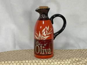 Pier 1 Olive Oil Cruet / NEW / Cork Stopper / Hand painted / Burnt Orange - Picture 1 of 3