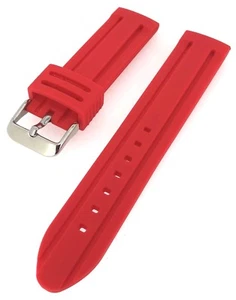 Red Sports Divers Rubber Silicone Waterproof Watch Strap 18/20/22/24/26mm - Picture 1 of 3