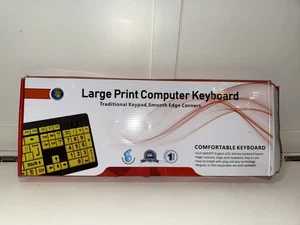 Large Print Letters Computer Keyboard Wired USB High Contrast Visually Impaired - Picture 1 of 4