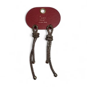 A New Day Post Linear Knotted Rope Stones Earrings New - Picture 1 of 3