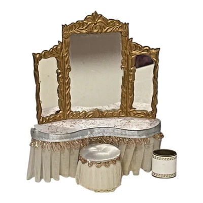Vanity Doll House Miniatures Ideal Royal Dressing Table Stool Light Baby BLUE - Image 1 of 4